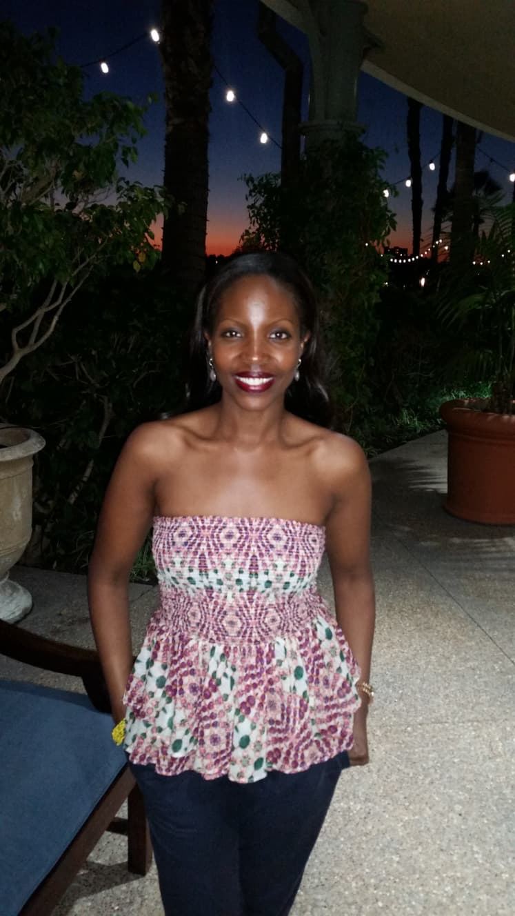 A guest at an evening garden gathering