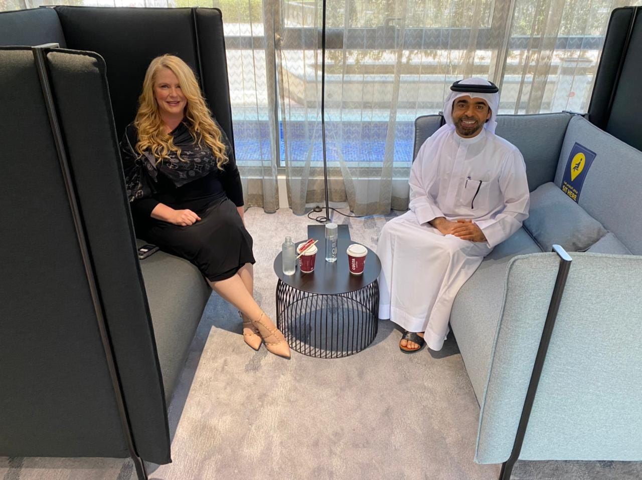 A meeting with a host in a lounge