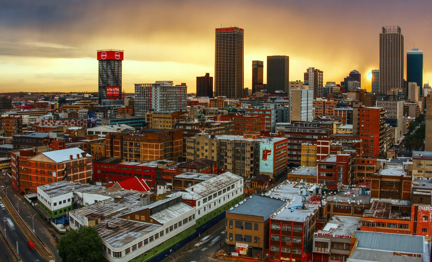 The Johannesburg skyline at golden hour